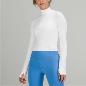 Lululemon it’s rulu run cropped half-zip white running long sleeve